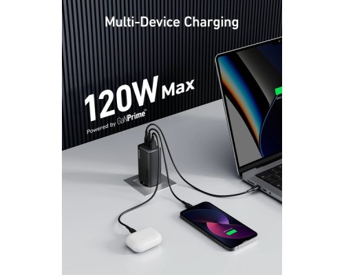 Зарядний пристрій Anker PowerPort 737 GaNPrime 120W 2xUSB-C PD + 1xUSB-A PIQ PPS/DPDS Black (A2148313)
