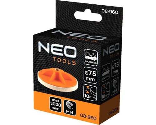 Круг зачистний Neo Tools полірувальний, губка середньої твердості , M14, 75x10мм (08-960)