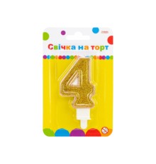 Свічка Maxi золотиста двостороння з блискітками 