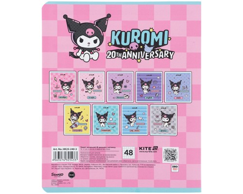Зошит Kite предметний Kuromi 48 аркуші, клітинка, алгебра (HK25-240-3)