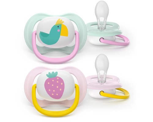Пустушка Philips AVENT Ultra Air 0-6 місяців 2 шт жовто-рожева (SCF080/24)