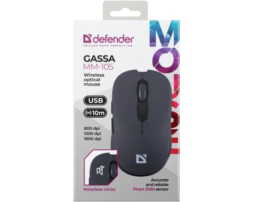Мишка Defender Gassa MM-105 Wireless Black (52105)