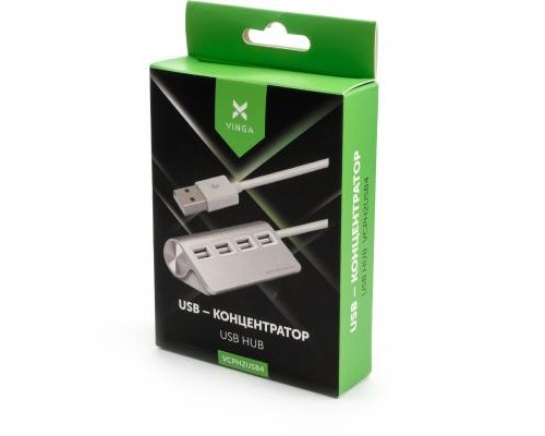 Концентратор Vinga USB 2.0 to 4*USB2.0 metal (VCPH2USB4)
