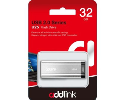 USB флеш накопичувач AddLink 32GB U25 Silver USB 2.0 (ad32GBU25S2) 