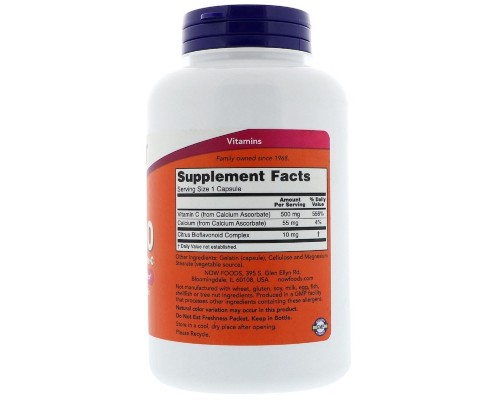 Вітамін Now Foods Аскорбат кальцію C-500, Calcium Ascorbate Capsules, 250 капс (NOW-00677)