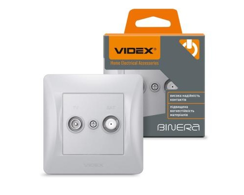 ТВ розетка Videx BINERA TV + SAT кінцева срібний шовк (VF-BNSK2TVSATE-SS)