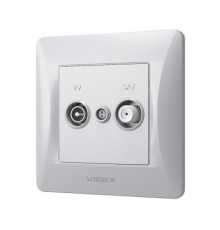 ТВ розетка Videx BINERA TV + SAT кінцева срібний шовк (VF-BNSK2TVSATE-SS)