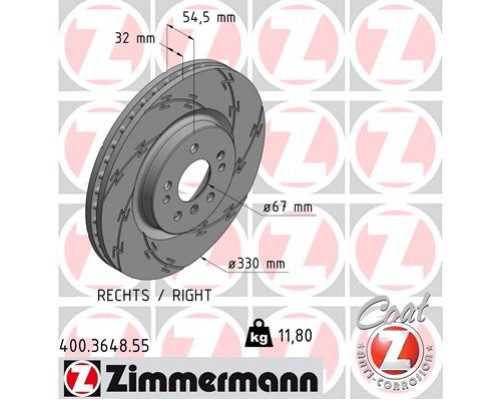 Гальмівний диск ZIMMERMANN 400.3648.55