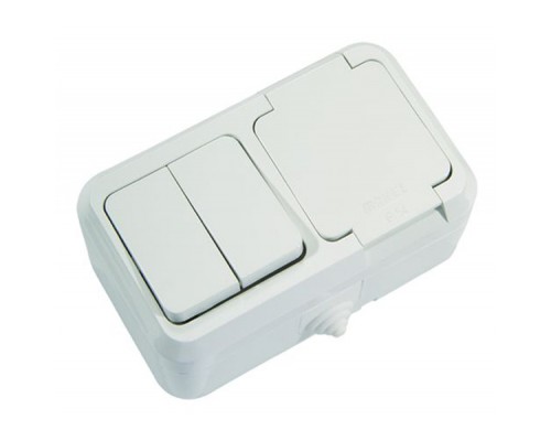 Вимикач MAKEL IP44 біла + розетка з кришкою (18351)