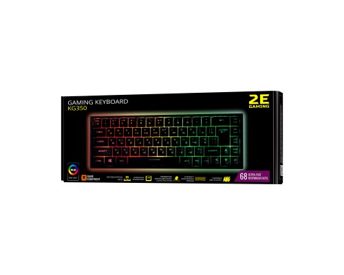 Клавіатура 2E GAMING KG350 RGB 68key USB Black (2E-KG350UBK)