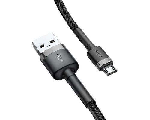 Дата кабель USB 2.0 AM to Micro 5P 0.5m Cafule 2.4A Black-Grey Baseus (CAMKLF-AG1)