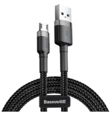 Дата кабель USB 2.0 AM to Micro 5P 0.5m Cafule 2.4A Black-Grey Baseus (CAMKLF-AG1)