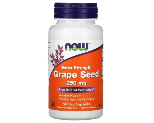 Трави Now Foods Екстракт виноградних кісточок, 250 мг, Extra Strength Grape Seed, 90 (NOW-03274)