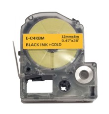 Стрічка для принтера етикеток UKRMARK E-C4KBM, 12мм х 8м, black on gold, совместима с LC4KBM (900509)