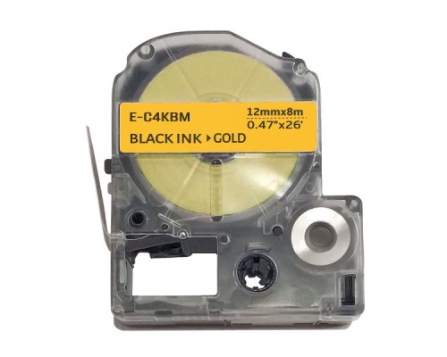 Стрічка для принтера етикеток UKRMARK E-C4KBM, 12мм х 8м, black on gold, совместима с LC4KBM (900509)