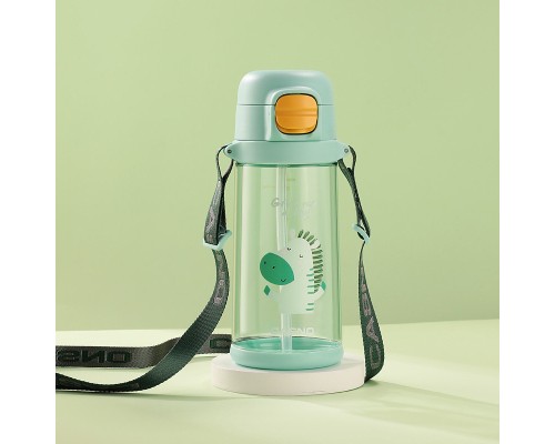 Пляшка для води Casno 690 мл KXN-1219 Зелена Зебра з соломинкою (KXN-1219_Green)