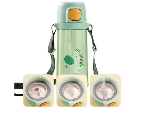 Пляшка для води Casno 690 мл KXN-1219 Зелена Зебра з соломинкою (KXN-1219_Green)