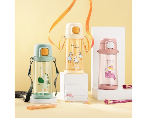 Пляшка для води Casno 690 мл KXN-1219 Зелена Зебра з соломинкою (KXN-1219_Green)