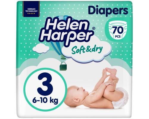 Підгузки Helen Harper Soft&Dry New Midi Розмір 3 (6-10 кг) 70 шт (2316773) Підгузки Helen Harper Soft&Dry New Midi Розмір 3 (6-10 кг) 70 шт (2316773)