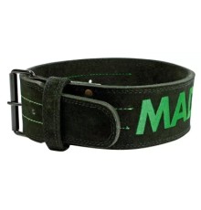 Атлетичний пояс MadMax MFB-301 Suede Single Prong шкіряний Black/Green L (MFB-301_L)