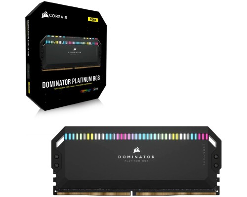 Модуль пам'яті для комп'ютера DDR5 64GB (4x16GB) 6200 MHz Dominator Platinum RGB Black Corsair (CMT64GX5M4B6200C32)