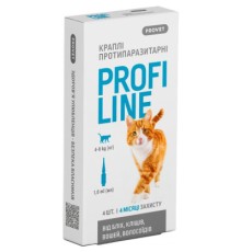 Краплі для тварин ProVET Profiline інсектоакарицид для котів 4-8 кг 4/1 мл (4823082431106)