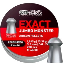 Пульки JSB Exact Jumbo Monster Redesigned SHALLOW 5,52 мм 1,645 г (200 шт/уп) (546189-200)