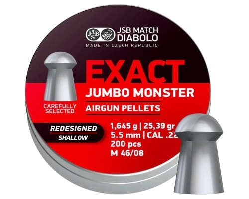 Пульки JSB Exact Jumbo Monster Redesigned SHALLOW 5,52 мм 1,645 г (200 шт/уп) (546189-200)