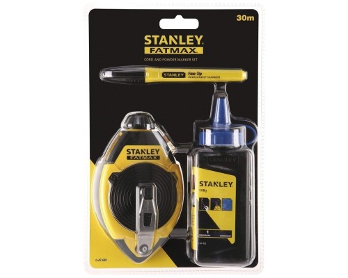 Шнур розміточний Stanley FATMAX, 30м у комплекті, крейдяний порошок, підвісний рівень. (0-47-681)