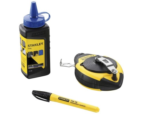 Шнур розміточний Stanley FATMAX, 30м у комплекті, крейдяний порошок, підвісний рівень. (0-47-681)