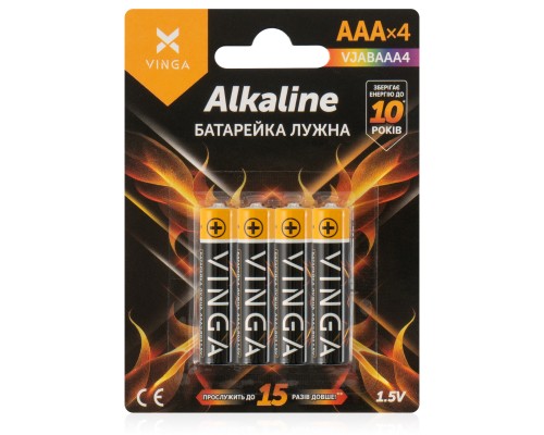 Батарейка AAA LR03 Alkaline 4pcs Blister Vinga (VJABAAA4) 