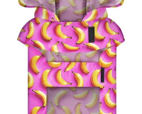 Дощовик для тварин WAUDOG Clothes Накидка з капюшоном Банани на рожевому M (357-4055)