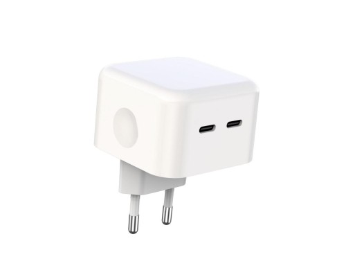 Зарядний пристрій XO QC 3.0 L102 35W/2 USB-C + cable Lightning NB113 White (XO-L102i-WH)