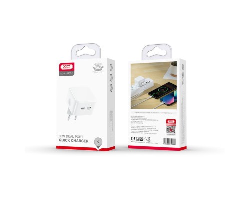 Зарядний пристрій XO QC 3.0 L102 35W/2 USB-C + cable Lightning NB113 White (XO-L102i-WH)