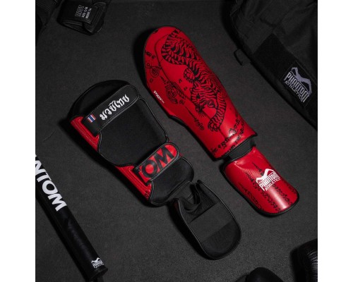 Захист гомілки і стопи Phantom Muay Thai Red S/M (PHSG2678-SM)