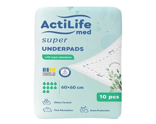Пелюшки для малюків ActiLife Med Super 60 х 60, 10 шт (4820174981440)