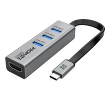 Концентратор Promate USB-C 4-in-1 порти Promate mediahub-c3.grey (mediahub-c3.grey)