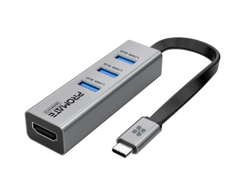 Концентратор Promate USB-C 4-in-1 порти Promate mediahub-c3.grey (mediahub-c3.grey)