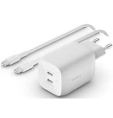 Зарядний пристрій Belkin 2xUSB-C PD65W GaN PPS + cable USB-C to USB-C 2.0m White (WCH013VF2MWH-B6)