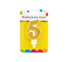 Свічка Maxi золотиста двостороння з блискітками 