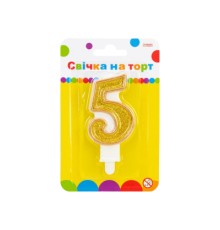 Свічка Maxi золотиста двостороння з блискітками 