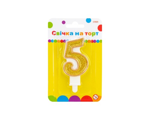 Свічка Maxi золотиста двостороння з блискітками 