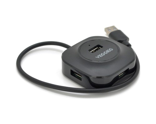 Концентратор VEGGIEG USB 2.0 to 4xUSB 0.3m black (V-U2405)