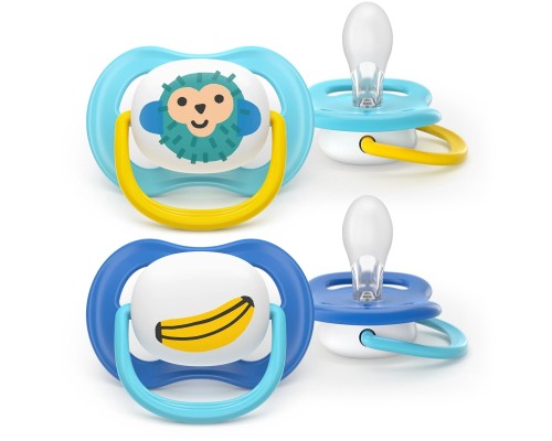 Пустушка Philips AVENT Ultra Air 6-18 місяців 2 шт синьо-жовта (SCF080/26)