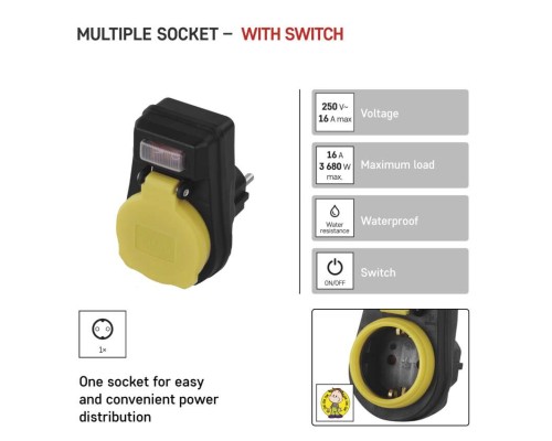 Розетка EMOS 16A 250V IP44 одинарна (P00292)