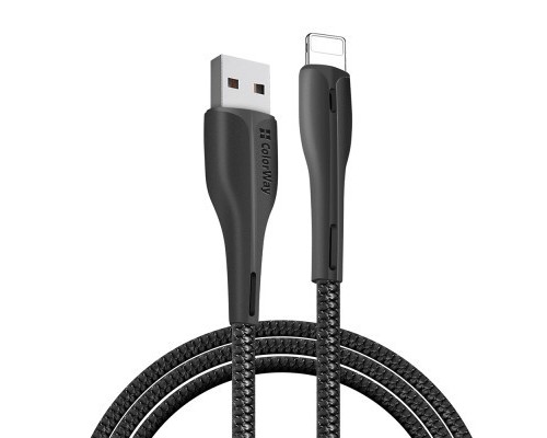Дата кабель USB 2.0 AM to Lightning 1.0m led black ColorWay (CW-CBUL034-BK)