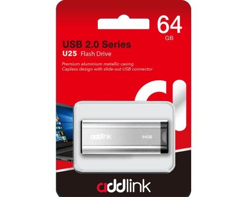 USB флеш накопичувач AddLink 64GB U25 Silver USB 2.0 (ad64GBU25S2) 