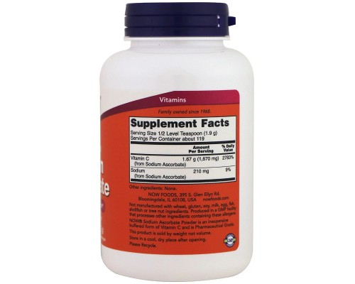 Вітамін Now Foods Аскорбат натрію, Sodium Ascorbat, порошок, 227 г (NOW-00760)