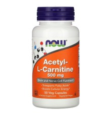 Вітамін Now Foods Ацетил-L-Карнітин, Acetyl-L-Carnitine, 500 мг, 50 вегетаріан (NF0075)