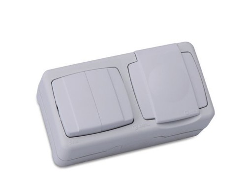 Вимикач MAKEL IP44+розетка з кришкою (37064203)